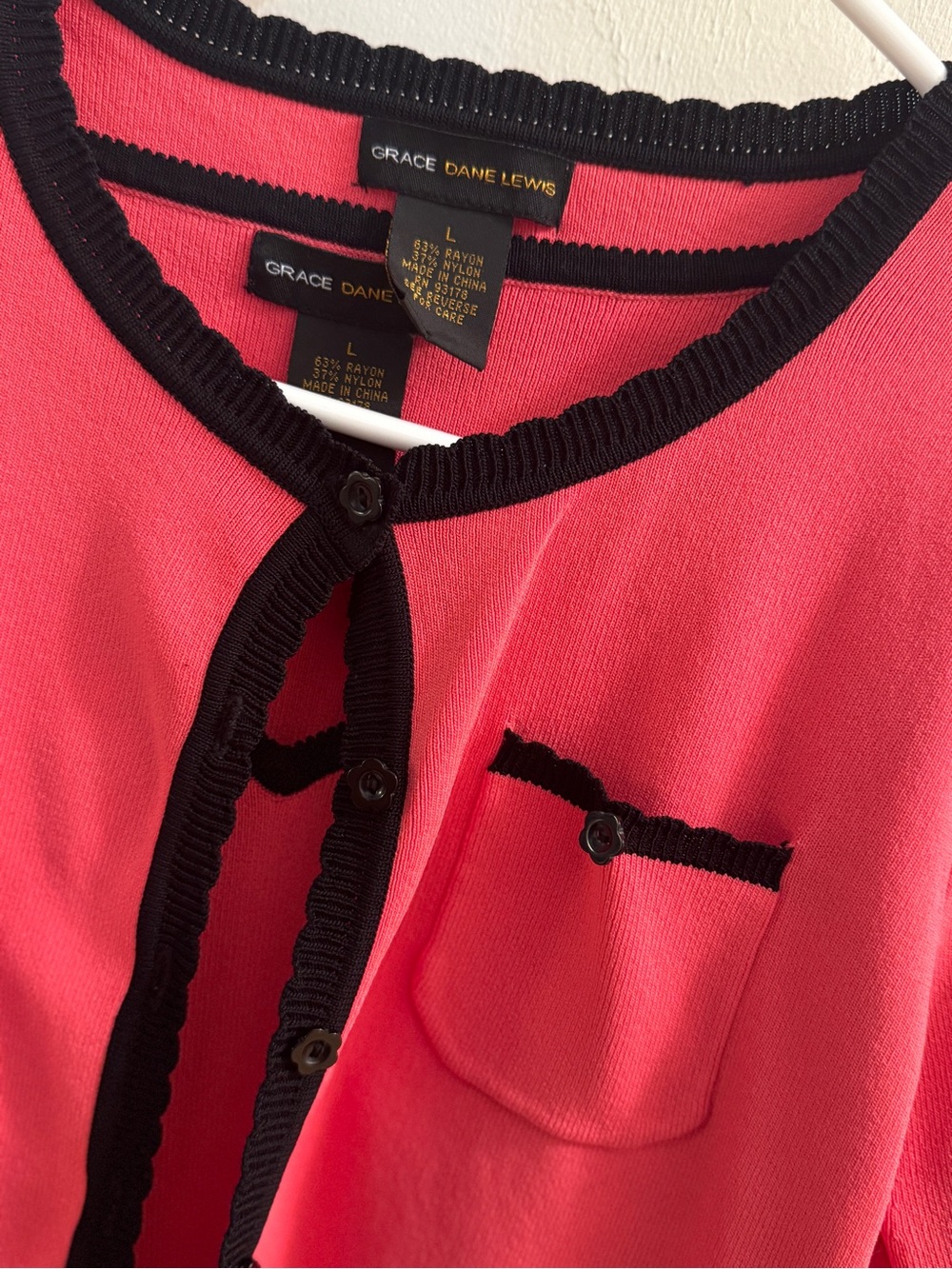 Grace Dane Lewis Womens L Twin Set 2 Piece Coral Pink Cardigan Tank Top